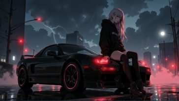 动漫女孩动态壁纸：本田NSX NA1