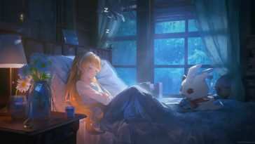 呼啸波动态壁纸：菲比雨中睡颜