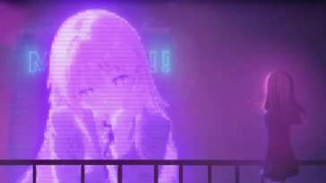 紫雨中动漫女孩全息动态壁纸