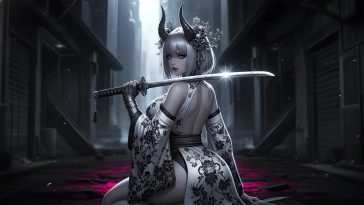 恶魔武士动漫女孩动态壁纸