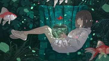 动漫女孩水下动态壁纸