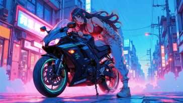 霓虹城动漫女骑手动态壁纸