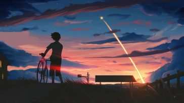 动漫男孩看天空彗星动态壁纸