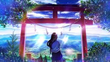 动漫少女鸟居门动态壁纸