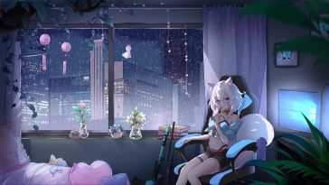 Neko游戏玩家雨夜动态壁纸
