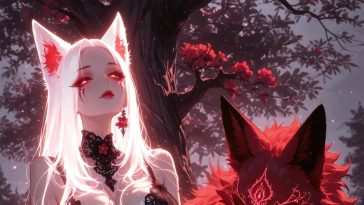 动漫少女Kitsune红狐动态壁纸
