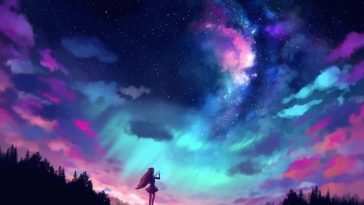 动漫女孩星空动态壁纸