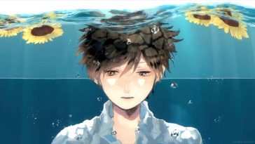 动漫男孩水下向日葵动态壁纸