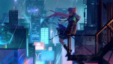 未来城市雨天动态壁纸