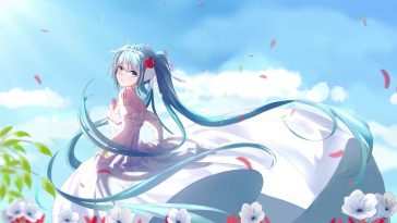 初音未来花朵连衣裙动态壁纸