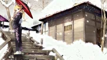 雪地动漫女孩动态壁纸