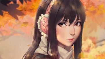 动漫女孩动态壁纸：木岛加奈雨中肖像