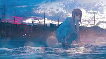夏日动漫女孩玩水动态壁纸