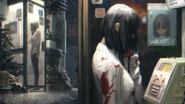 动漫女孩动态壁纸：雨夜电话亭下的病娇少女