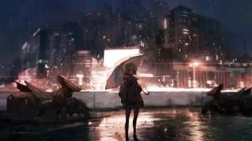雨伞动漫女孩动态壁纸