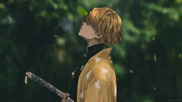 雨中《鬼灭之刃》Zenitsu动态壁纸