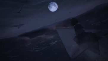 动漫女孩纸飞机夜动态壁纸