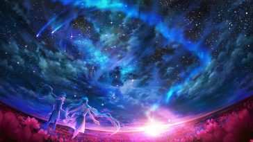 星空花田动漫情侣动态壁纸