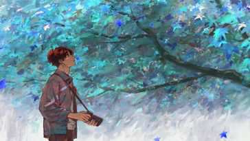 动漫男孩秋树动态壁纸