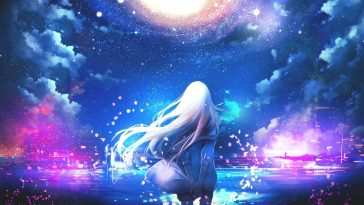 动漫女孩星空动态壁纸