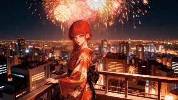 电锯人烟花屋顶动态壁纸