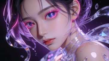 银河霓虹动漫女孩动态壁纸