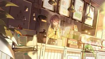 动漫女孩咖啡店动态壁纸