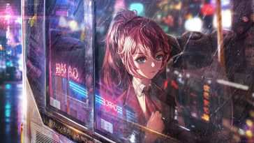 动漫女孩公交车上哭泣动态壁纸