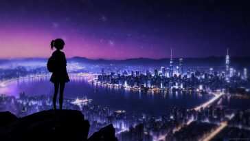 动漫女孩落星城动态壁纸