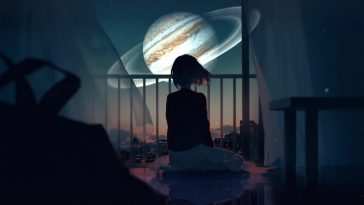 动漫女孩与木星动态壁纸