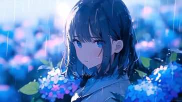 动漫少女雨中花园动态壁纸