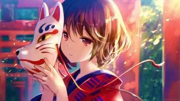 动漫少女Kitsune面具动态壁纸