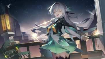 动态壁纸：星空烟花流星映照下的动漫女孩