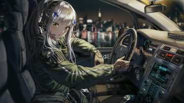 HK416车内动漫女孩动态壁纸
