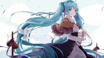 初音未来与鸽子动态壁纸