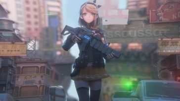 动漫女孩持枪动态壁纸
