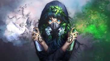 动漫女孩口罩喷雾动态壁纸