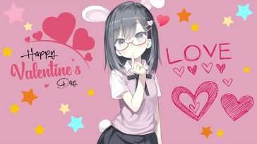 情人节动漫女学生动态壁纸