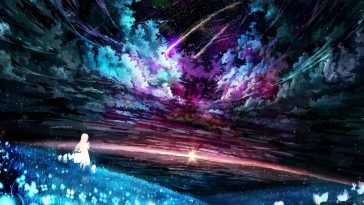 流星划过彩色天空动态壁纸