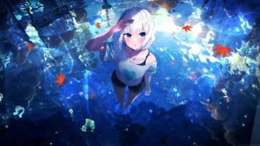 动漫女孩水中动态壁纸