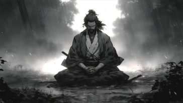 雨中沉思武士动态壁纸