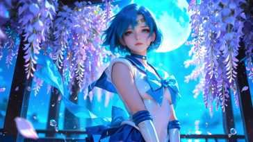 水野亚美紫藤月光动态壁纸