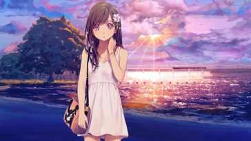 动漫女孩日落火车动态壁纸