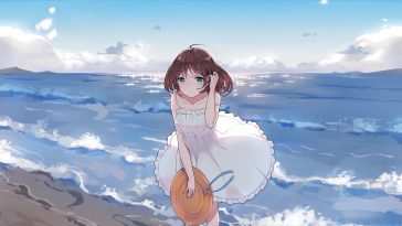 夏日海滩动漫女孩动态壁纸