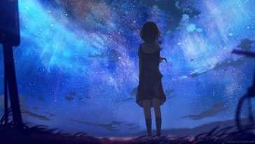 星空动漫女学生动态壁纸