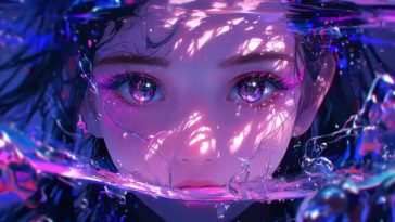 动漫女孩紫色水动态壁纸