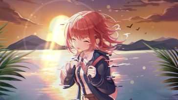动态壁纸：千明·动漫女孩日落时刻