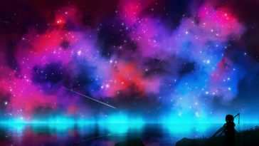 星空动漫女孩动态壁纸