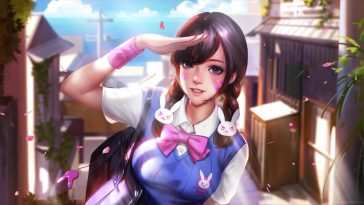 守望先锋Dva动漫女学生动态壁纸