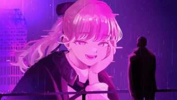 动态壁纸：雨夜霓虹下的动漫女孩